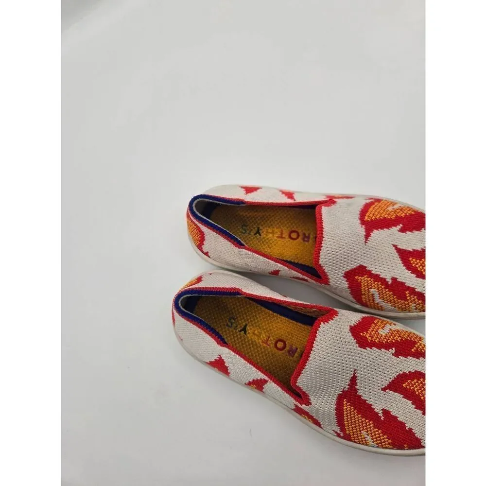 Rothys Kids Flame Sneakers Size 10 White Orange